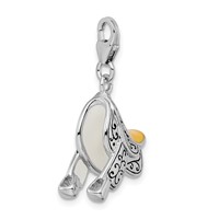 Amore La Vita Sterling Silver Rhodium-plated Polished 3-D Enameled Saddle Charm with Fancy Lobster Clasp view 4