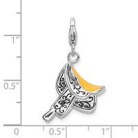 Amore La Vita Sterling Silver Rhodium-plated Polished 3-D Enameled Saddle Charm with Fancy Lobster Clasp view 5