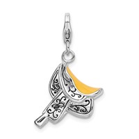 Amore La Vita Sterling Silver Rhodium-plated Polished 3-D Enameled Saddle Charm with Fancy Lobster Clasp view 1