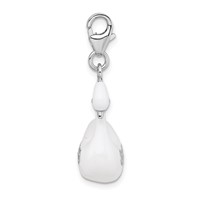 Amore La Vita Sterling Silver Rhodium-plated Polished 3-D Enameled Swan Charm with Fancy Lobster Clasp view 2