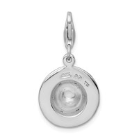 Amore La Vita Sterling Silver Rhodium-plated Polished 3-D CZ Enameled Zebra Hat Charm with Fancy Lobster Clasp view 3