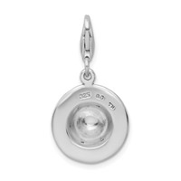 Amore La Vita Sterling Silver Rhodium-plated Polished 3-D CZ Enameled Leopard Hat Charm with Fancy Lobster Clasp view 3