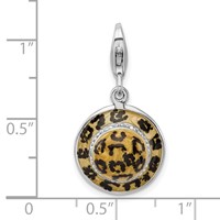 Amore La Vita Sterling Silver Rhodium-plated Polished 3-D CZ Enameled Leopard Hat Charm with Fancy Lobster Clasp view 5