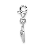 Amore La Vita Sterling Silver Rhodium-plated Polished CZ Heart Charm with Fancy Lobster Clasp view 2