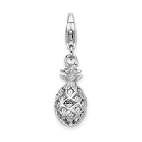 Amore La Vita Sterling Silver Rhodium-plated Polished Pineapple Charm with Fancy Lobster Clasp view 1