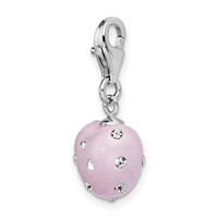 Amore La Vita Sterling Silver Rhodium-plated Polished 3-D Purple Ferido Stellux Crystal Heart Charm with Fancy Lobster Clasp view 4