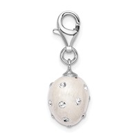 Amore La Vita Sterling Silver Rhodium-plated Polished 3-D White Ferido Stellux Crystal Heart Charm with Fancy Lobster Clasp view 2