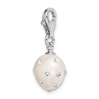 Amore La Vita Sterling Silver Rhodium-plated Polished 3-D White Ferido Stellux Crystal Heart Charm with Fancy Lobster Clasp view 4