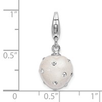 Amore La Vita Sterling Silver Rhodium-plated Polished 3-D White Ferido Stellux Crystal Heart Charm with Fancy Lobster Clasp view 5