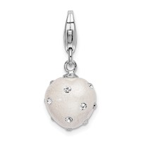Amore La Vita Sterling Silver Rhodium-plated Polished 3-D White Ferido Stellux Crystal Heart Charm with Fancy Lobster Clasp view 1