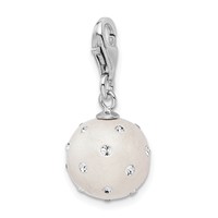 Amore La Vita Sterling Silver Rhodium-plated Polished 3-D White Ferido Stellux Crystal Ball Charm with Fancy Lobster Clasp view 4