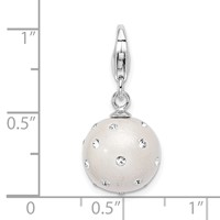Amore La Vita Sterling Silver Rhodium-plated Polished 3-D White Ferido Stellux Crystal Ball Charm with Fancy Lobster Clasp view 5
