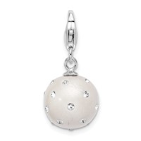 Amore La Vita Sterling Silver Rhodium-plated Polished 3-D White Ferido Stellux Crystal Ball Charm with Fancy Lobster Clasp view 1