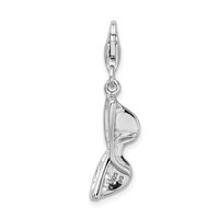 Amore La Vita Sterling Silver Rhodium-plated Polished 3-D Enameled Sunglass Charm with Fancy Lobster Clasp view 3
