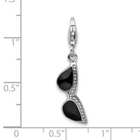 Amore La Vita Sterling Silver Rhodium-plated Polished 3-D Enameled Sunglass Charm with Fancy Lobster Clasp view 4