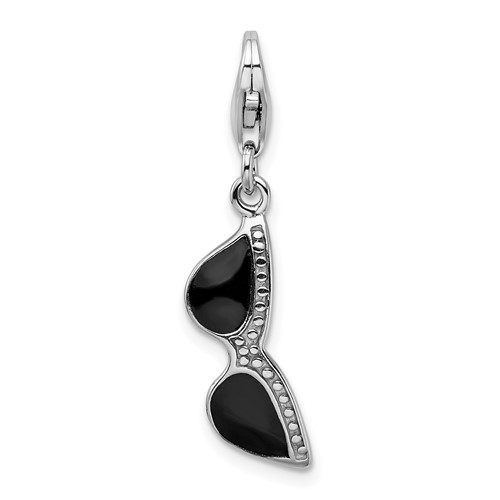 Amore La Vita Sterling Silver Rhodium-plated Polished 3-D Enameled Sunglass Charm with Fancy Lobster Clasp