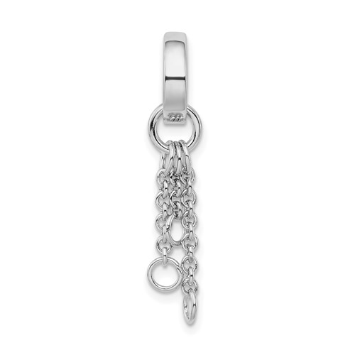 Amore La Vita Sterling Silver Rhodium-plated Polished Circle Pendant with Cable Chain Dangles Charm Carrier