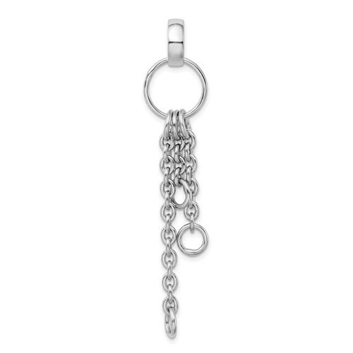 Amore La Vita Sterling Silver Rhodium-plated Polished Circle Pendant with Cable Chain Dangles Charm Carrier