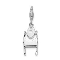 Amore La Vita Sterling Silver Rhodium-plated 3-D Polished Enameled Vanity Charm with Fancy Lobster Clasp view 3