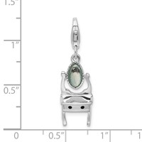 Amore La Vita Sterling Silver Rhodium-plated 3-D Polished Enameled Vanity Charm with Fancy Lobster Clasp view 5
