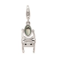 Amore La Vita Sterling Silver Rhodium-plated 3-D Polished Enameled Vanity Charm with Fancy Lobster Clasp view 1