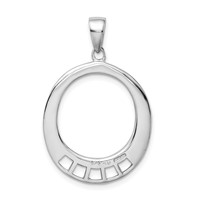 Amore La Vita Sterling Silver Rhodium-plated Polished Oval Shaped Charm Carrier Pendant view 3