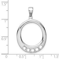 Amore La Vita Sterling Silver Rhodium-plated Polished Oval Shaped Charm Carrier Pendant view 4