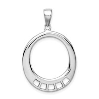 Amore La Vita Sterling Silver Rhodium-plated Polished Oval Shaped Charm Carrier Pendant view 1