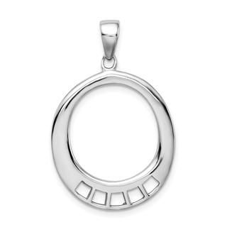 Amore La Vita Sterling Silver Rhodium-plated Polished Oval Shaped Charm Carrier Pendant