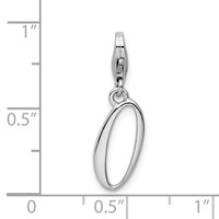 Amore La Vita Sterling Silver Rhodium-plated Polished Number 0 Charm with Fancy Lobster Clasp view 4