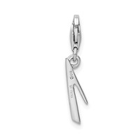 Amore La Vita Sterling Silver Rhodium-plated Polished Number 1 Charm with Fancy Lobster Clasp view 3