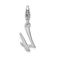 Amore La Vita Sterling Silver Rhodium-plated Polished Number 4 Charm with Fancy Lobster Clasp view 3