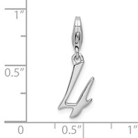 Amore La Vita Sterling Silver Rhodium-plated Polished Number 4 Charm with Fancy Lobster Clasp view 4