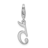 Amore La Vita Sterling Silver Rhodium-plated Polished Number 5 Charm with Fancy Lobster Clasp view 3