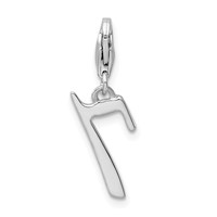 Amore La Vita Sterling Silver Rhodium-plated Polished Number 7 Charm with Fancy Lobster Clasp view 3