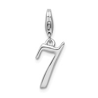 Amore La Vita Sterling Silver Rhodium-plated Polished Number 7 Charm with Fancy Lobster Clasp view 1