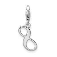 Amore La Vita Sterling Silver Rhodium-plated Polished Number 8 Charm with Fancy Lobster Clasp view 3