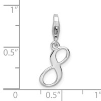 Amore La Vita Sterling Silver Rhodium-plated Polished Number 8 Charm with Fancy Lobster Clasp view 4