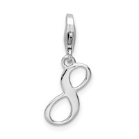 Amore La Vita Sterling Silver Rhodium-plated Polished Number 8 Charm with Fancy Lobster Clasp view 1
