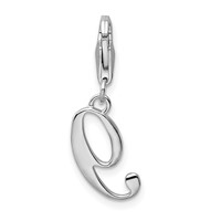 Amore La Vita Sterling Silver Rhodium-plated Polished Number 9 Charm with Fancy Lobster Clasp view 3