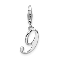 Amore La Vita Sterling Silver Rhodium-plated Polished Number 9 Charm with Fancy Lobster Clasp view 1