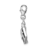 Amore La Vita Sterling Silver Rhodium-plated Polished Red Enameled Present Charm with Fancy Lobster Clasp view 2