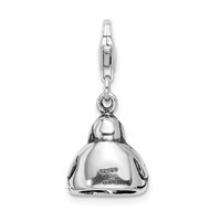 Amore La Vita Sterling Silver Rhodium-plated Polished 3-D Antiqued Buddha Charm with Fancy Lobster Clasp view 3