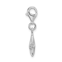 Amore La Vita Sterling Silver Rhodium-plated Polished 3-D Diamond-cut Star Charm with Fancy Lobster Clasp view 2