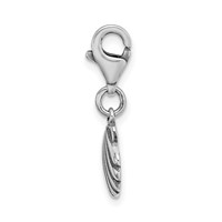 Amore La Vita Sterling Silver Rhodium-plated Polished Antiqued Clam Shell Charm with Fancy Lobster Clasp view 2