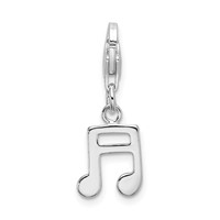 Amore La Vita Sterling Silver Rhodium-plated Polished Beamed Sixteenth Note Charm with Fancy Lobster Clasp view 3