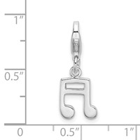 Amore La Vita Sterling Silver Rhodium-plated Polished Beamed Sixteenth Note Charm with Fancy Lobster Clasp view 4