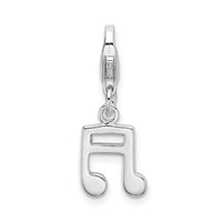 Amore La Vita Sterling Silver Rhodium-plated Polished Beamed Sixteenth Note Charm with Fancy Lobster Clasp view 1