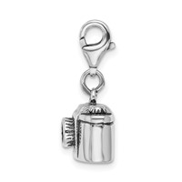 Amore La Vita Sterling Silver Rhodium-plated Polished 3-D Antiqued Camera Charm with Fancy Lobster Clasp view 2