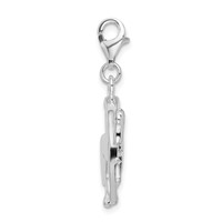 Amore La Vita Sterling Silver Rhodium-plated Polished 3-D Horse in Horseshoe Charm with Fancy Lobster Clasp view 2